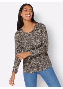 Classic Basics Damen Langarmshirt "Langarm-Shirt", gelb, Gr. 38, geblümt, gemustert, mehrfarbig, 100% Baumwolle, Shirts