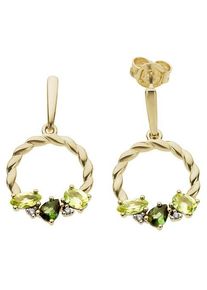 Firetti Damen Paar Ohrstecker "Schmuck Geschenk Gold 333 Ohrschmuck Farbstein Edelstein Turmalin", 0,02 ct P2 = erkennbare Einschlüsse, Gelbgold