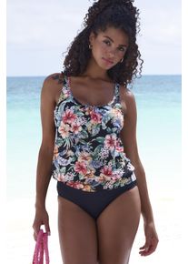 Lascana Damen Tankini-Top "Salsa", schwarz, Gr. 38, bedruckt, geblümt, Recycling-Polyamid, Bikini-Oberteile, mit tollem Blumenprint