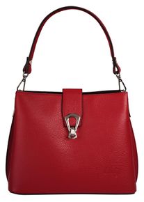 CLUTY Damen Umhängetasche, rot, Leder, unifarben, leicht glänzend, Taschen, echt Leder, Made in Italy