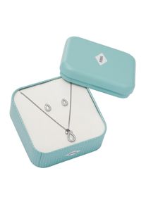Fossil Damen Ohrring und Ketten Set "Tropfen, JF03765040, JF04029791", silber, Edelstahl, Perlen, Schmuck-Sets, mit Perlmutt und Glassteinen