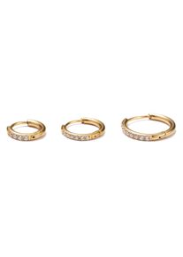 Firetti Damen Creolen-Set "Multipack Schmuck Geschenk Ohrschmuck Creolenset", Edelstahl, gold, Edelstahl, Ohrringe, Made in Germany - mit Zirkonia