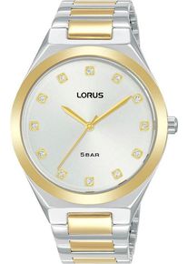 Lorus Damen Quarzuhr, gold, Armbanduhren, Armbanduhr, Damenuhr, Glitzer, Edelstahlarmband