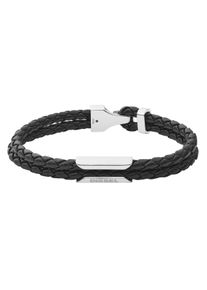 Diesel Armband "Schmuck Edelstahl Armschmuck Lederarmband", Edelstahl-Leder, schwarz, Edelstahl, Leder, Armbänder