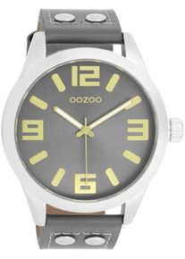 Oozoo Damen Quarzuhr, grau, Armbanduhren, Armbanduhr, Damenuhr, Herrenuhr, Lederarmband, Ø 46mm