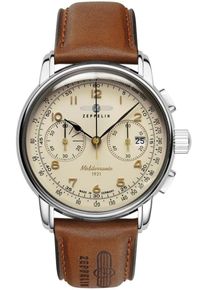 Zeppelin Herren Chronograph "Méditerranée 1921", braun, Armbanduhren, Armbanduhr, Quarzuhr, Herrenuhr, Datum, Stoppfunktion, Made in Germany