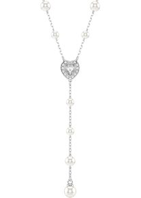 Swarovski Damen Y-Kette "Schmuck Geschenk Ariana Grande Y-Halskette Herz, 5720855", Metall, L: 38cm, silber, Metall, Halsketten, mit Swarovski