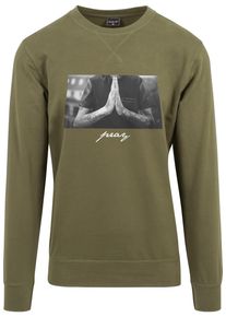 MisterTee Herren Rundhalspullover "MisterTee Herren Pray Crewneck", grün, casual, Gr. S, unifarben, 60% Baumwolle, 40% Polyester, Pullover