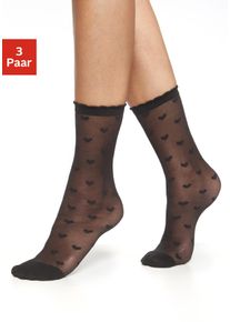Lascana Damen Feinsöckchen, schwarz, Polyamid, Elasthan, Socken, transparent und gemustert