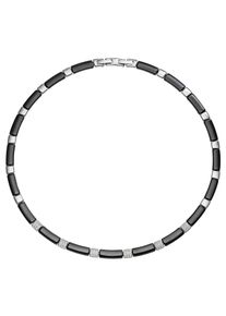 Jobo Damen Collier, Edelstahl-Keramik, L: 47cm, silber, Edelstahl, Keramik, Halsketten, Keramik mit Edelstahl und 54 Zirkonia 47 cm
