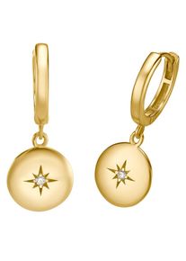 s.Oliver Damen Paar Creolen "Stern, 2034297", Silber 925 (Sterlingsilber), gold, Silber 925 (Sterlingsilber), Ohrringe, mit Zirkonia (synth.)