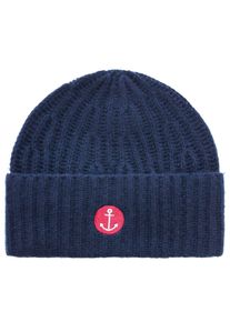 Zwillingsherz Damen Beanie "Beanie mit Anker Stickerei", blau, modisch, unifarben mit Farbeinsatz, Kaschmir, Mützen, mit auffälligem Anker-Motiv