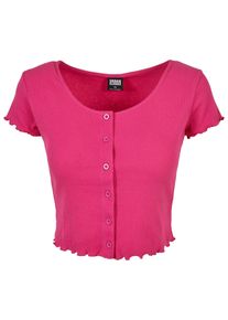 Urban Classics Herren Kurzarmshirt "Urban Classics Damen Ladies Cropped Button Up Rib Tee", lila, klassisch, Gr. 4XL, unifarben, 97% Baumwolle, 3%