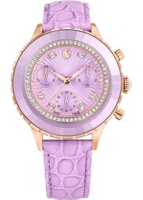 Swarovski Damen Chronograph "OCTEA CHRONO"lila, Armbanduhren, Quarzuhr, Armbanduhr, Damenuhr, Swiss Made, Lederarmband, analog