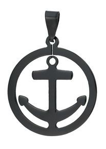 Adelia´s ADELIA ́S Damen Ketten-Anhänger "Neuheit 2025 - stylischer Anker Anhänger aus Edelstahl", Edelstahl, schwarz, Edelstahl, Schmuckanhänger