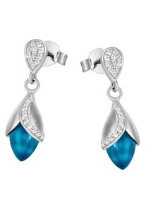 Firetti Damen Paar Ohrstecker "Schmuck Geschenk Silber 925 Ohrschmuck Blüte Glitzer", Silber 925 (Sterlingsilber), blau, Silber 925 (Sterlingsilber),