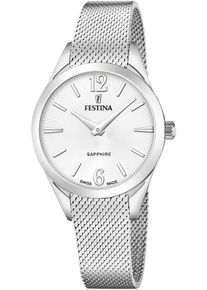 Festina Damen Quarzuhr "Grace"silberfarben, silberfarben, Armbanduhren, Armbanduhr, Damenuhr, Swiss Made, Edelstahlarmband, Saphirglas