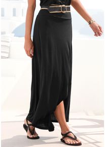 Lascana Damen Maxirock, schwarz, casual, Gr. 40, unifarben, Jersey, Obermaterial: 100% Viskose, Röcke, mit elastischem Bund aus Viskosejersey,