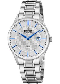 Festina Damen Quarzuhrsilberfarben, grau, Armbanduhren, Armbanduhr, Damenuhr, Herrenuhr, Swiss Made, Edelstahlarmband, Datum