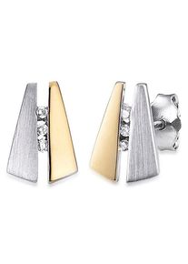 Bruno Banani Damen Paar Ohrstecker "Schmuck Geschenk Silber 925 Ohrschmuck Ohrringe Stein", Silber 925 (Sterlingsilber), gold, Silber 925