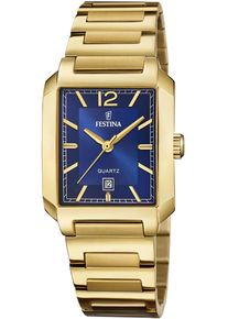 Festina Damen Quarzuhr "On The Square", gold, Armbanduhren, Armbanduhr, Damenuhr, Edelstahlarmband, Datum