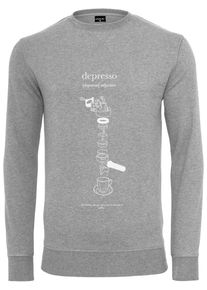 MisterTee Herren Rundhalspullover "MisterTee Herren Depresso Crewneck", grau, casual, Gr. S, unifarben, 90% Baumwolle, 10% Polyester, Pullover