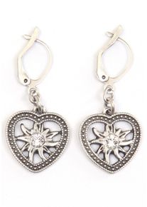 Firetti Damen Paar Ohrhänger "Herzen/Edelweiß, süß, liebevoll", Metall, weiß, Metall, Ohrringe, mit Glasstein