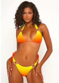 MODA MINX Damen Bikini-Hose "Club Tropicana", gelb, Gr. XS, Batikmuster, 82% Polyamid, 18% Elasthan, Badehosen, mit seitlicher Bindung