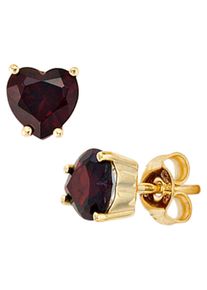 Jobo Damen Paar Ohrstecker, Gelbgold 333, gold, Gelbgold 333, Ohrringe, Herz 333 Gold mit Granat