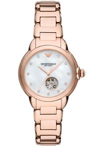 Emporio Armani Damen Automatikuhr "AR60072", rosa, Armbanduhren, Armbanduhr, Mechanische Uhr, Damenuhr, Edelstahlarmband