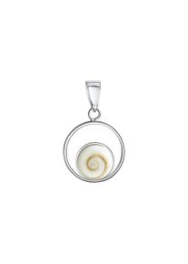 Vivance Damen Ketten-Anhänger "925/- Silber rhodiniert mit Muschel weiß", ONE-SIZE, Silber 925 (Sterlingsilber), 0,8 g, weiß, Silber 925