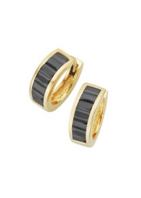 Damen Paar Creolen "mit schwarzen Zirkonia, vergoldet, Silber 925", Silber 925 (Sterlingsilber), gold, Giorgio Martello MILANO, Silber 925