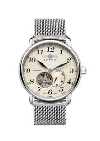 Zeppelin Herren Automatikuhr "LZ 127 Graf Zeppelin", silber, Armbanduhren, Mechanische Uhr, Armbanduhr, Herrenuhr, offene Unruh, Made in Germany