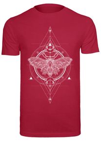 MisterTee Herren Kurzarmshirt "MisterTee Damen Ladies Moth Tee", rot, casual, Gr. XS, bedruckt, 100% Baumwolle, Shirts
