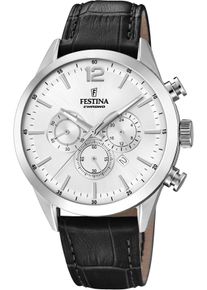 Festina Herren Chronograph "Timeless Chronograph", schwarz, Armbanduhren, Armbanduhr, Quarzuhr, Herrenuhr, Stoppfunktion, Lederarmband
