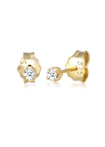 Elli DIAMONDS Damen Paar Ohrstecker "Ohrstecker Diamant Schwarz Brilliant (0.03 ct) 375 Gelbgold", OneSize, 0.06 ct P1 = bei 10-facher Vergrößerung