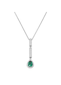 Damen Kette mit Anhänger "mit Ziersteinen, Silber 925", 45cm, Silber 925 (Sterlingsilber), grün, Giorgio Martello MILANO, Silber 925