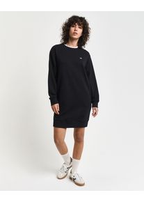 Gant Damen Sweatkleid "SHIELD C-NECK SWEAT DRESS", schwarz, casual, Gr. L, angeraute Sweatware, Obermaterial: 87% Baumwolle, 13% Polyester, Kleider,