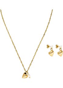 PURELEI Damen Ohrring und Ketten Set "Schmuck Geschenk Edelstahl Mahina Club Seashore, 2404-MC-Seashore", gold, Edelstahl, Perlen, Schmuck-Sets, mit