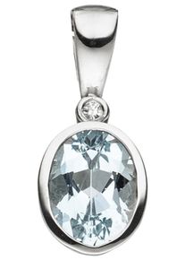 Jobo Damen Ketten-Anhänger "Anhänger oval", SI = kleine Einschlüsse, Weißgold 585-Diamanten, weiß, Weißgold 585, Diamanten, Schmuckanhänger, 585