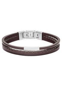 Fossil Armband "VINTAGE CASUAL, JF03323040", Edelstahl-Leder, braun, Edelstahl, Leder, Armbänder