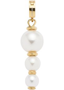 Leonardo Damen Charm-Einhänger "Anhänger Boa Clip & Mix, 024424", gold, Edelstahl, Perlen, Charms, mit Perle (imitiert)