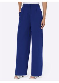 Heine Damen Bundfaltenhose, blau, Gr. 48, unifarben, 69% Polyester, 23% Viskose, 8% Elasthan, Hosen