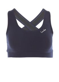 WINSHAPE Damen Sport-Bustier "WVR4", blau, Gr. XS, Obermaterial:u00a090% Baumwolle, 10% Elasthan, BHs, mit offenem „Drop Back Design“