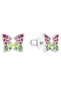 Amor Mädchen Paar Ohrstecker "Beautiful Butterfly Schmetterling, 2021352", Silber 925 (Sterlingsilber)silberfarben, rot, altrosa, hellgrün,