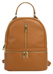 Samantha Look Cityrucksack, braun, Rindsleder, Leder, unifarben, casual, Rucksäcke, echt Leder, Made in Italy