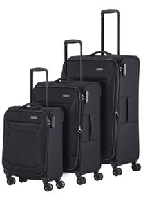 Travelite Trolleyset "CHIOS S/M/L", schwarz, Polyester, unifarben, Koffer-Sets, Kofferset Reisegepäck Reisekoffer mit erweiterbarem Volumen