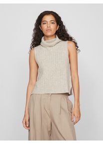 Vila Damen Pullunder "VIBELUNA HIGH NECK S/L KNIT VEST-NOOS", beige, modisch, Gr. XL, unifarben, meliert, Strick, Rippstrick, Obermaterial: 85%