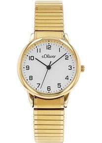 s.Oliver Damen Quarzuhr, gold, Armbanduhren, Armbanduhr, Damenuhr, Edelstahlarmband, Flexband, Zugband