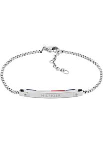 Tommy Hilfiger Damen Armkette "LINEAR, 2780952, 2780953", Edelstahl, weiß, Edelstahl, Armbänder, mit Emaille